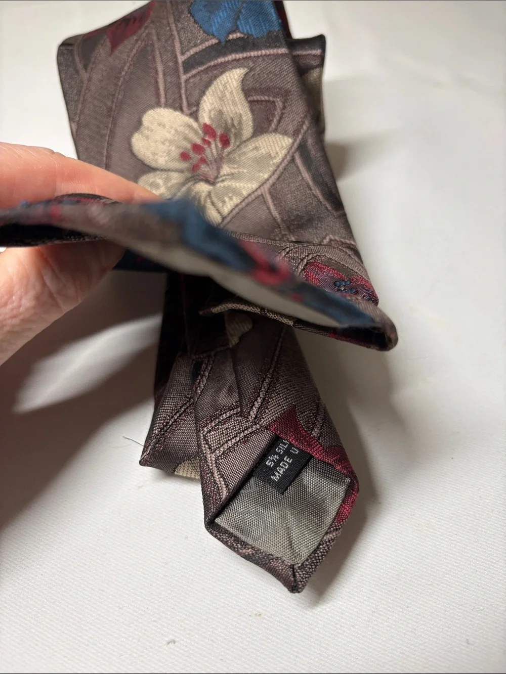 Christian Dior Vintage Poly Blend Brown Floral Tie